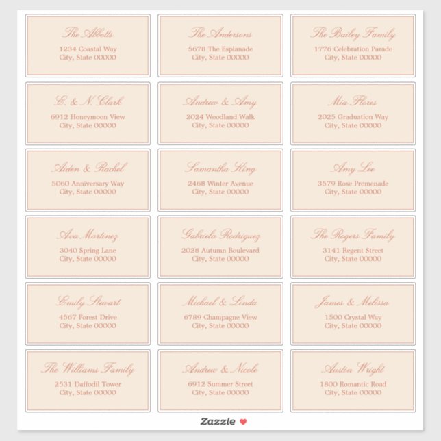 Terracotta Straw Beige 18 Guest Address Labels (Sheet)