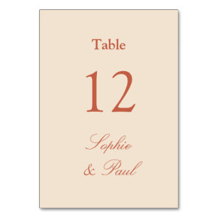 Terracotta Straw Beige Wedding Table Number
