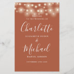 Terracotta String Lights Wedding Program<br><div class="desc">Terracotta signature script wedding program featuring pretty string lights and chic modern typography. This stylish wedding program can be personalised with your special wedding day information. Designed by Thisisnotme©</div>