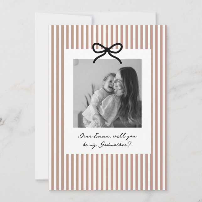 Terracotta Stripes Godmother Proposal Invitation (Front)