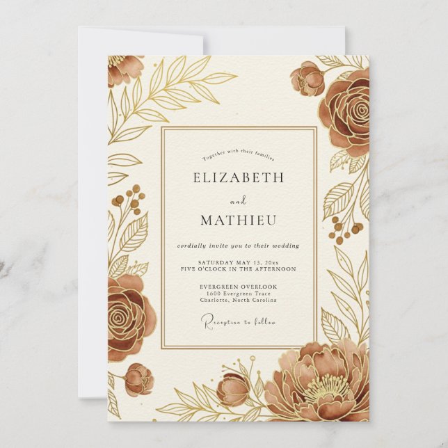 Terracotta Stunning Autumnal Wedding Invitation (Front)