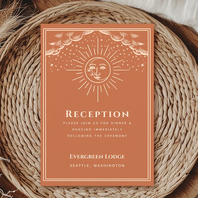 Terracotta Sun and Moon Tarot Wedding Reception  Enclosure Card (Creator Uploaded)