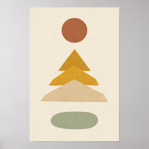 Terracotta Sun and Saffron Chevron Abstract Poster