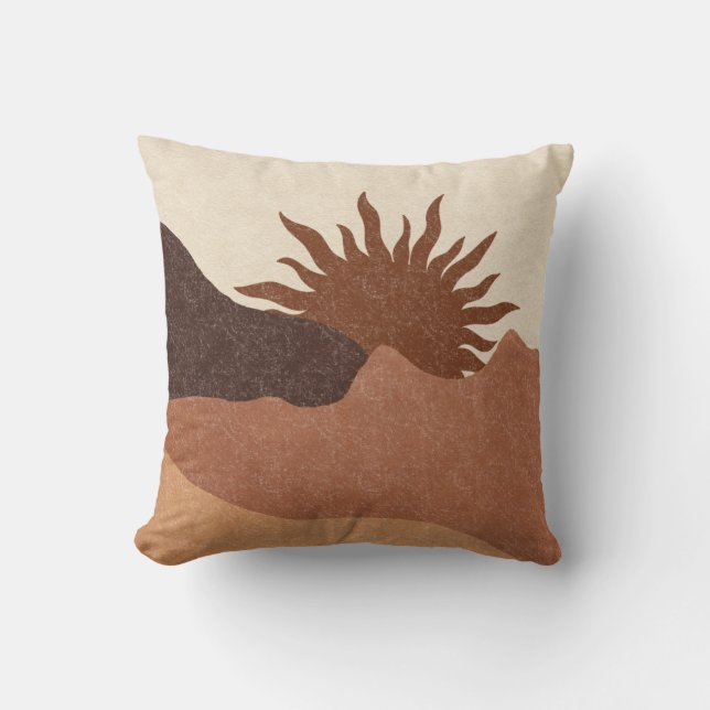 Terracotta Sun Sand Desert Abstract Fleece Blanket Cushion (Front)