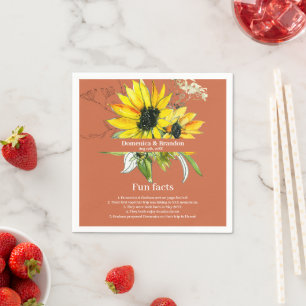 Terracotta Sunflower Wedding Fun Facts Napkins
