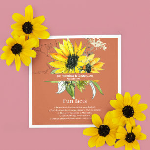 Terracotta Sunflower Wedding Fun Facts Napkins
