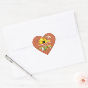 Terracotta Sunflower Wedding Heart Sticker