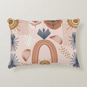Terracotta Sunrise: Boho Harmony, Blush Pink Decorative Cushion