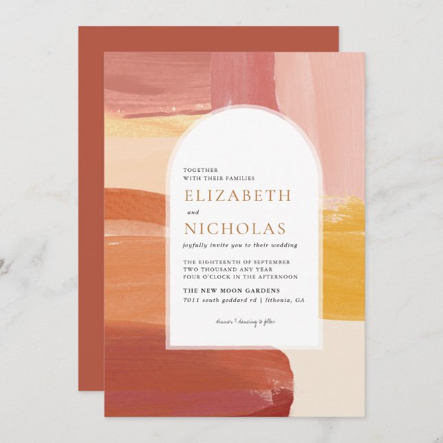 Terracotta Sunrise | Boho Wedding Invitation (Front/Back)