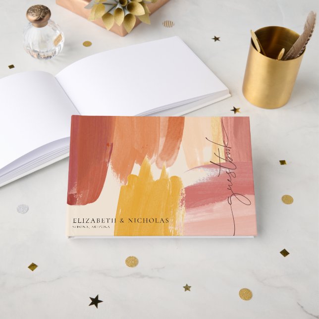 Terracotta Sunrise | Wedding Guest Book (Front Open)