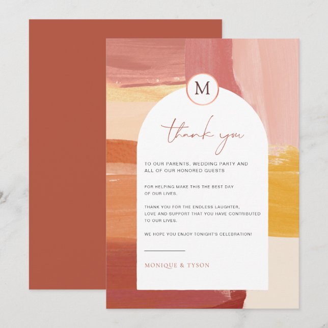 Terracotta Sunrise | Wedding Table Thank You (Front/Back)