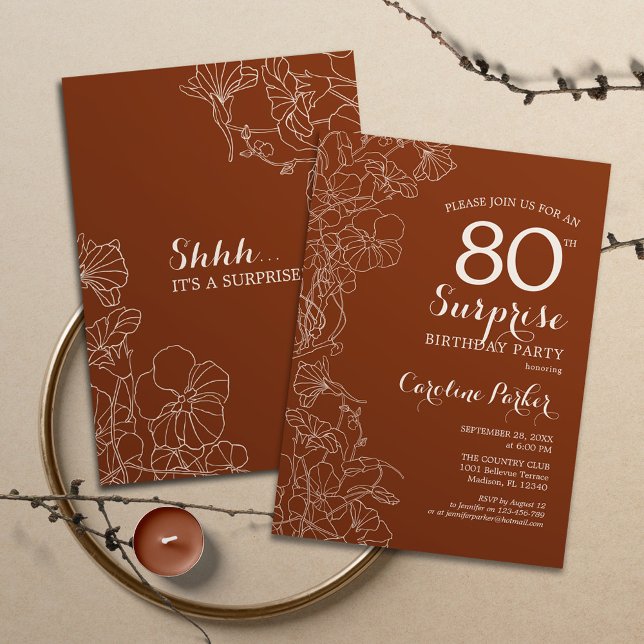 Terracotta Surprise 80th Birthday Party Invitation (Creator Uploaded)