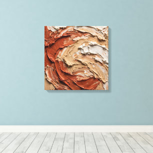 Terracotta Swirl Abstract Painting - Sand, Red Canvas Print