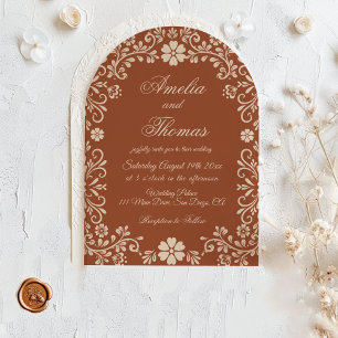 Terracotta Talavera Mexican Vintage Wedding Invitation
