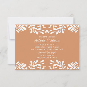 Terracotta Talavera Mexican Wedding Details Card
