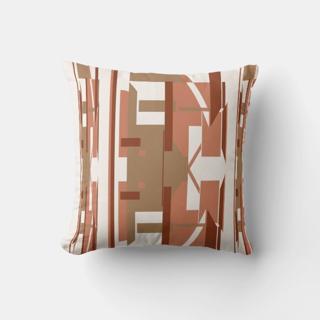 Terracotta Taupe Rust Off-White Southwest Art Look Cushion (Front)