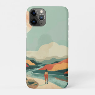 Terracotta Teal Boho River Mountain Journey iPhone 11 Pro Case