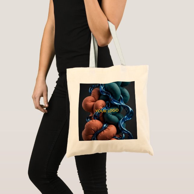 Terracotta Teal Flow - Colourful Vertical 3D Tote Bag (Front (Product))