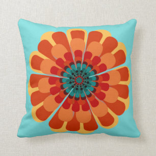 Terracotta & Teal Flower Cushion