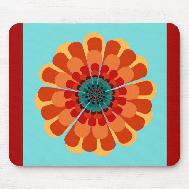 Terracotta & Teal Flower Mouse Mat (Front)