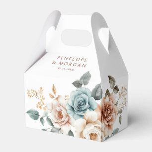 Terracotta Teal Neutral Watercolor floral wedding Favour Box