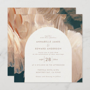 Terracotta teal painterly modern arch 1 photo sav save the date