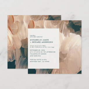 Terracotta teal painterly modern stylish wedding save the date