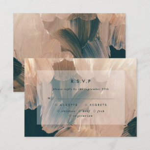 Terracotta teal painterly modern wedding R.S.V.P I Invitation
