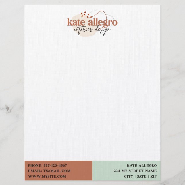 Terracotta Terrazzo Triangles Custom Company Logo Letterhead (Front)