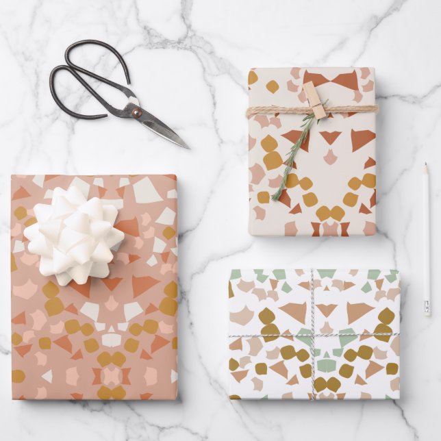terracotta terrazzo wrapping paper sheet (Front)