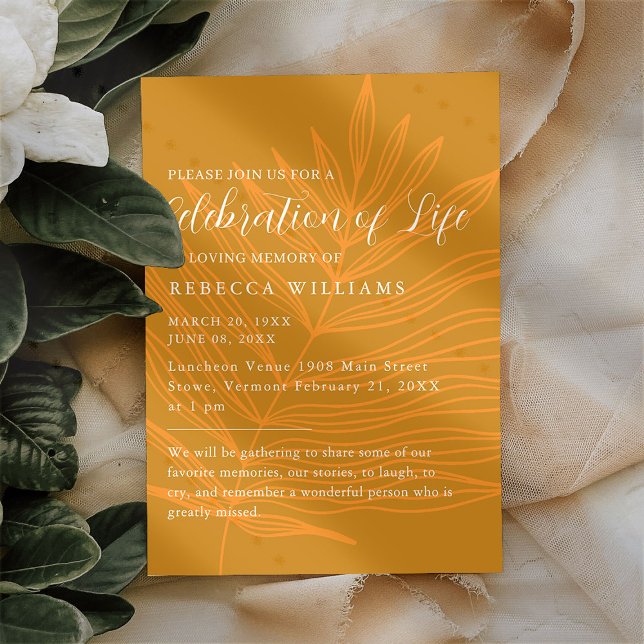 Terracotta Text Minimal Celebration of Life Invitation (Creator Uploaded)