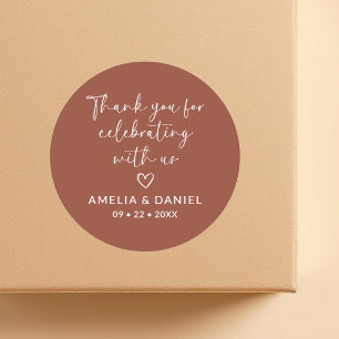 Terracotta Thank You For Celebrating with Us Favou Classic Round Sticker
