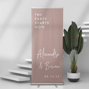Terracotta   The Party Starts Now Wedding Retractable Banner