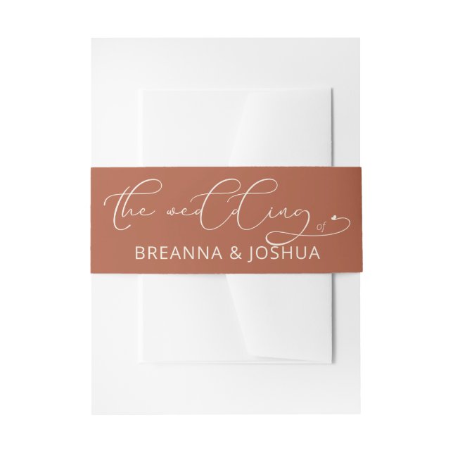 Terracotta The Wedding of Calligraphy Invitation Belly Band (Front Example)