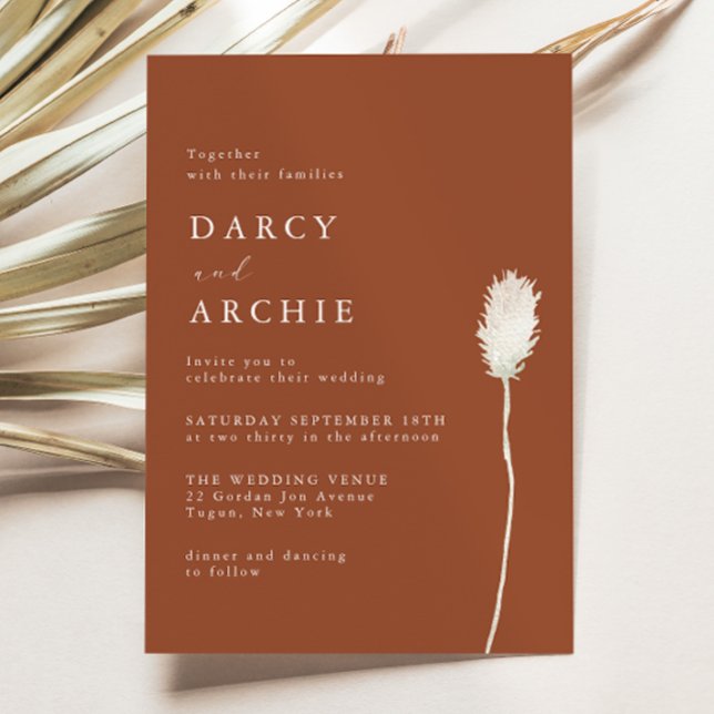 Terracotta Thistle Wedding Invitation (Creator Uploaded)