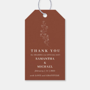 Terracotta Tiny Flower Classic Wedding Thank You Gift Tags