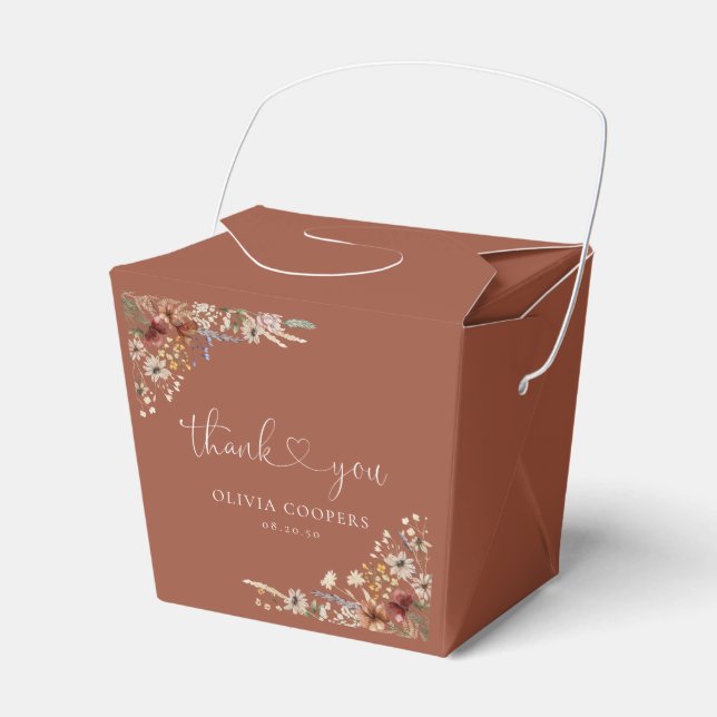 Terracotta Tiny Wildflower Baby Shower Favour Box (Front Side)
