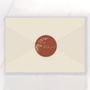 Terracotta Tiny Wildflower Bridal Shower  Classic Round Sticker