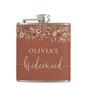 Terracotta Tiny Wildflower Bridal Shower Flask