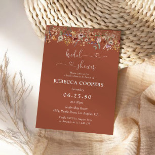 Terracotta Tiny Wildflower Bridal Shower Invitation