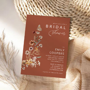 Terracotta Tiny Wildflower Bridal Shower Invitation