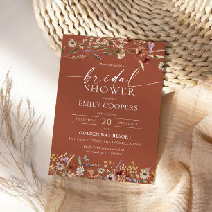 Terracotta Tiny Wildflower Bridal Shower Invitation