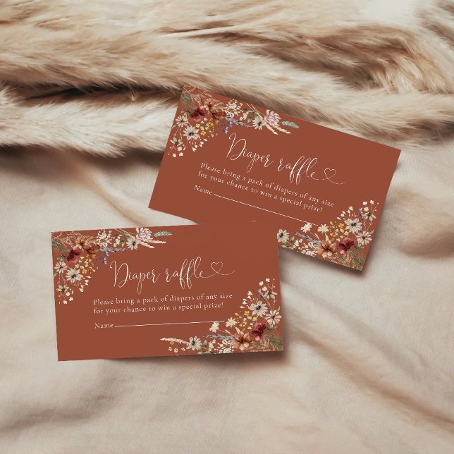 Terracotta Tiny Wildflower Diaper Raffle Enclosure Card (Creator Uploaded)