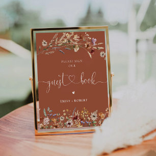 Terracotta Tiny Wildflower Guest Book Sign