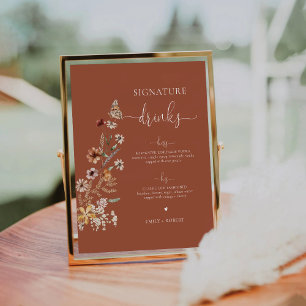 Terracotta Tiny Wildflower Signature Drinks Sign