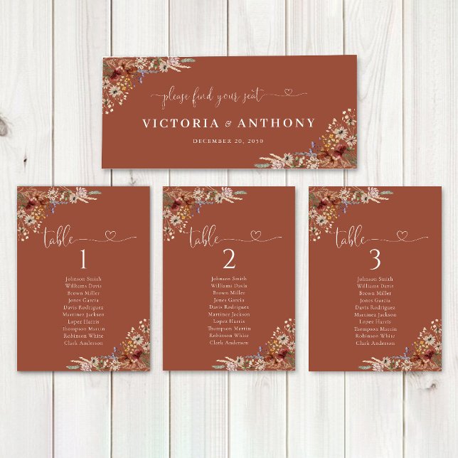 Terracotta Tiny Wildflower Wedding Head Table Sign (Creator Uploaded)