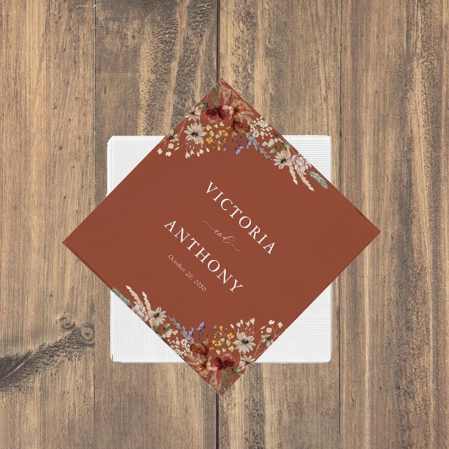 Terracotta Tiny Wildflower Wedding Napkins (Creator Uploaded)