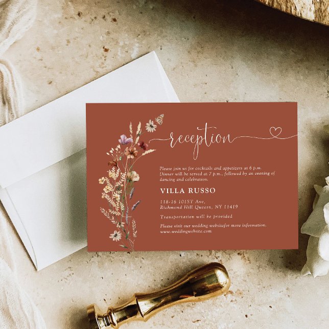 Terracotta Tiny Wildflower Wedding Reception Enclosure Card (Creator Uploaded)