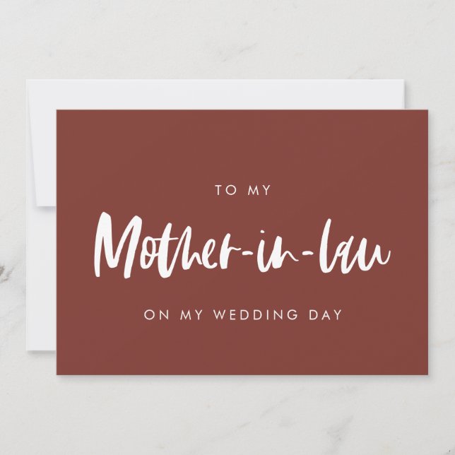 Terracotta To my mother-in-law wedding day card (Front)
