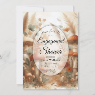 Terracotta Toadstool Woodland Magic Engagement Invitation